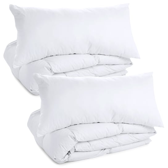 Kołdra zimowa 135x200 cm - Ciepła pikowana pościel do spania biała w zestawie: dwie kołdry i dwie poduszki 40x80 cm Inna marka