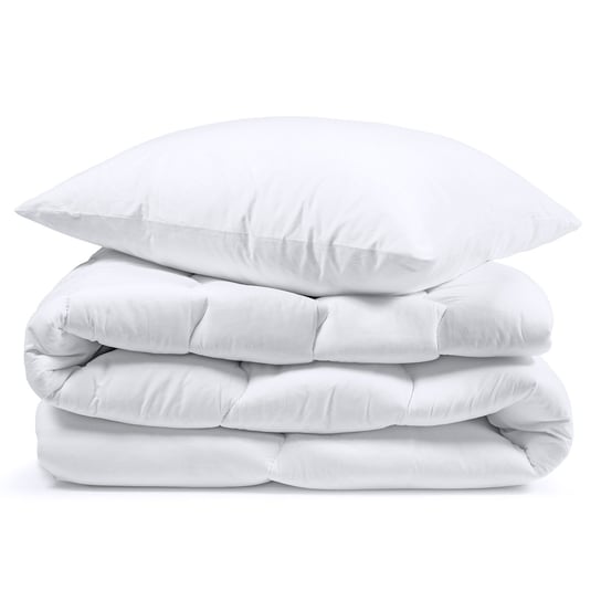 Kołdra zimowa 135x200 cm - Ciepła pikowana pościel do spania biała w zestawie z poduszką 80x80 cm Inna marka