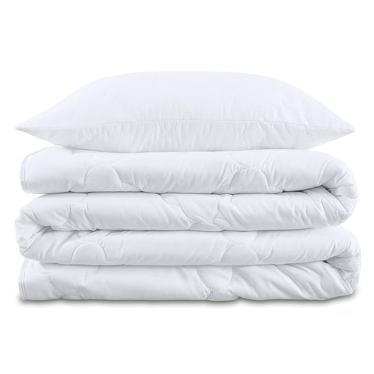 Kołdra zimowa 155x200 cm - Ciepła pikowana pościel do spania biała w zestawie z poduszką 80x80 cm Inna marka