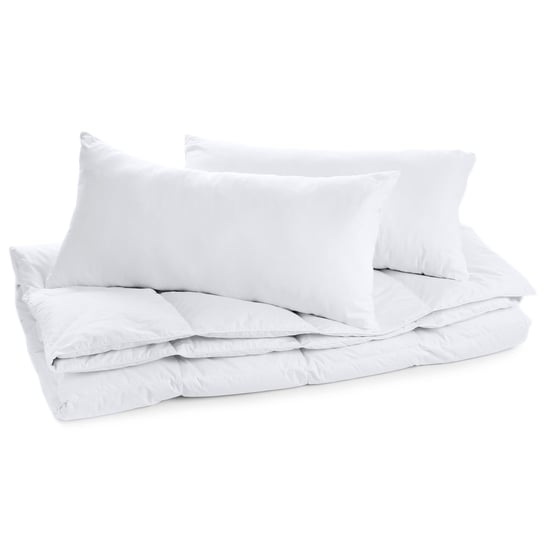 Kołdra zimowa 200x220 cm - Ciepła pikowana pościel do spania biała w zestawie: dwie kołdry i dwie poduszki 40x80 cm Inna marka