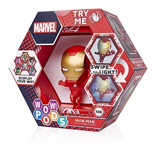 - Kolekcja PODS Avengers - Iron Man, świecąca figurka superbohatera Bobblehead, oficjalne zabawki Marvela Wow Gear