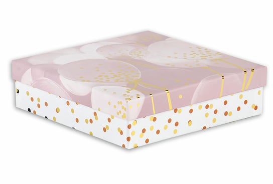 Kolekcja Ślubna, Pudełko prezentowe, balony, biało-różowo-złote, 21,5x21,5 cm Empik
