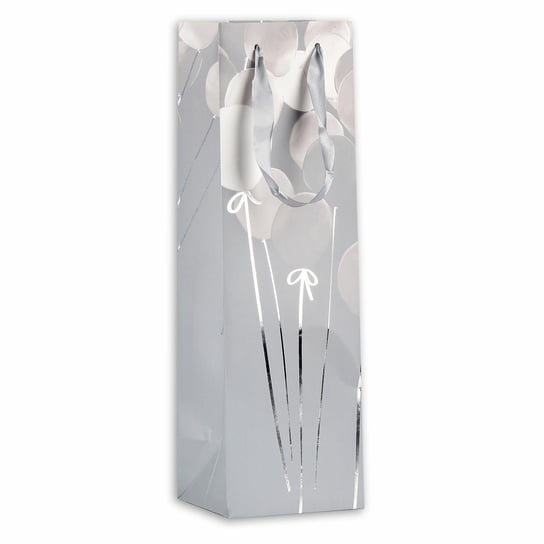 Kolekcja Ślubna, torba prezentowa na butelkę, balony, jasnoszaro-srebrna Empik
