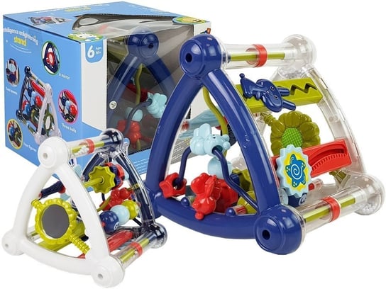 Kolorowa Kostka Edukacyjna Grzechotka Kształty Lusterko Dla Niemowląt Biało- Niebieska Lean Toys