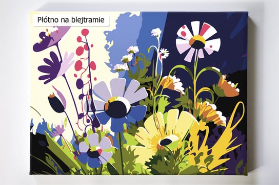 Kolorowa łąka, kwiaty, kwiatki, polne, malowanie po numerach, blejtram Akrylowo