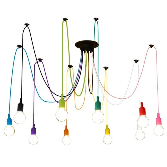 Kolorowa Lampa Loft Żyrandol Pająk 20 Ramion Oplot ITALHOUSE