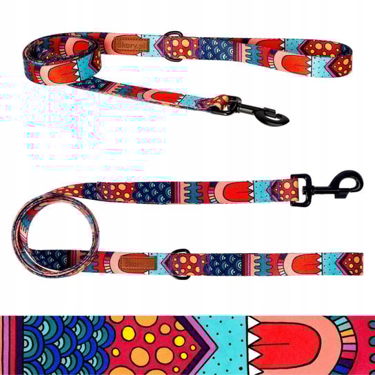 KOLOROWA smycz miejska dla dużego psa powyżej 20 kg 180 cm Ukory we wzorki Ukory
