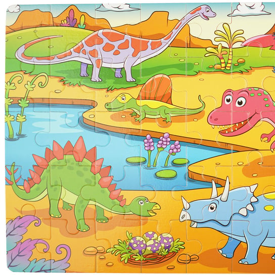 Kolorowa układanka puzzle dla dzieci 40 el. dinozaury KinderSafe