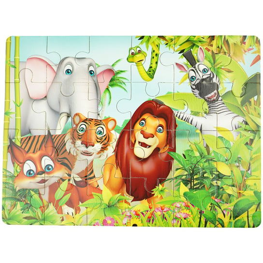 Kolorowa układanka puzzle dla dzieci 40 el. Safari lew tygrys słoń KinderSafe