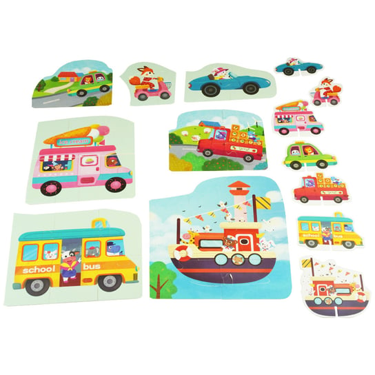 Kolorowa układanka puzzle dla dzieci 7w1 uliczny korek KinderSafe