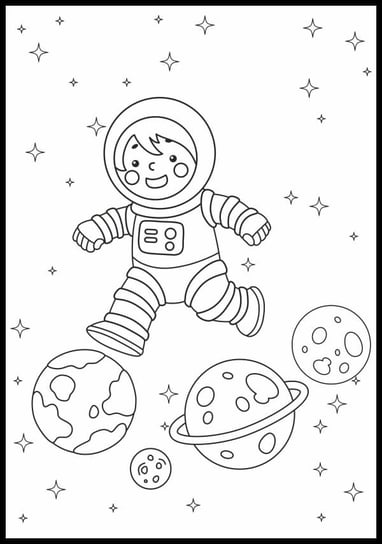 Kolorowanka astronauta skaczący po planetach Inna marka