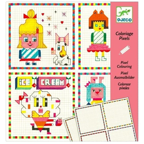 Kolorowanka HIPSTER GIRLS, zestaw kratkowych plansz do kolorowania DJECO DJ09643 Djeco