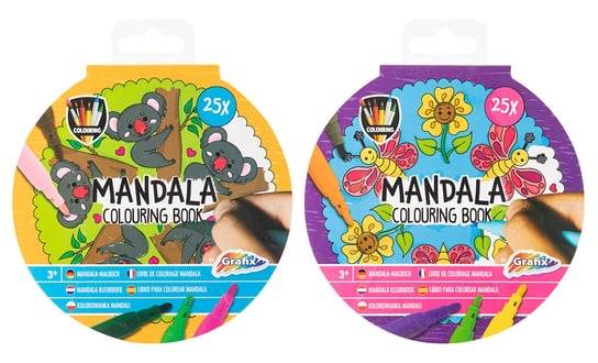 Kolorowanka Mandala 25 arkuszy, 2 wzory, 15 cm Grafix