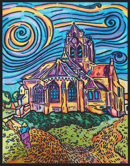 Kolorowanka, Van Gogh, Kościół w Auvers Painting Velvet