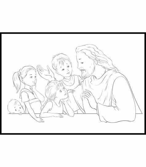 Kolorowanka w formie plakatu dla dzieci i nie tylko, z piękną grafiką, Jezus mówiący do dzieci, format 40x50 cm Inna marka