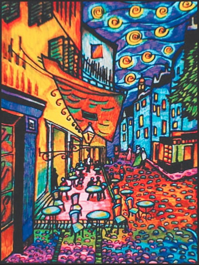 Kolorowanka welwetowa, Van Gogh Cafe De Nuit tarasy Painting Velvet