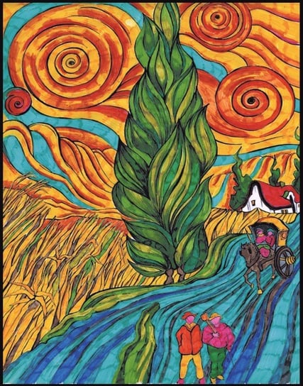 Kolorowanka welwetowa, Van Gogh droga z cyprysem i gwiazdą Painting Velvet