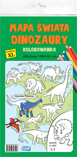 Kolorowanka XL, Mapa świata, Dinozaury, Kolor BR Jako