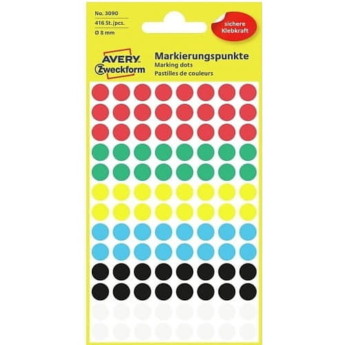 Kolorowe kółka do zaznaczania Avery Zweckform 8 mm 3090 mix kolorów Avery Zweckform
