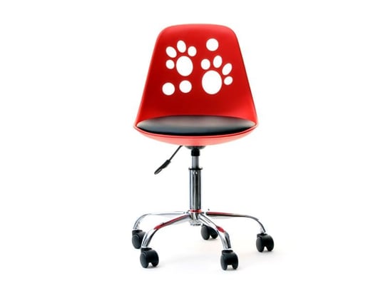 Kolorowe Krzesełko Dziecięce Obrotowe Foot Czerwono - Czarny MEBEL-PARTNER