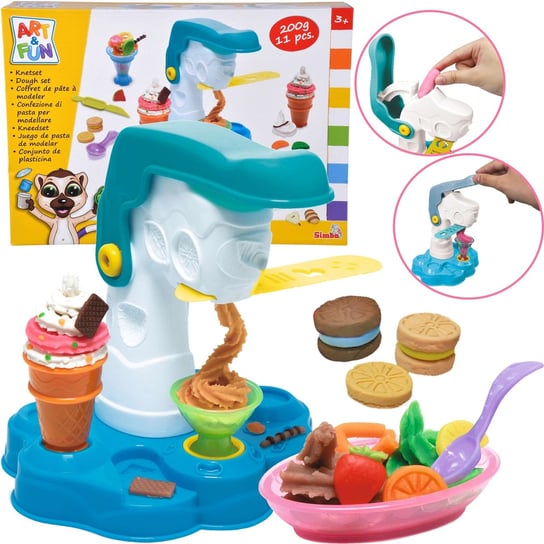 Kolorowe lody lodziarnia zestaw masa plastyczna i akcesoria 11 elementów Simba