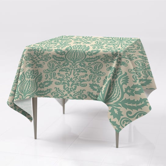 Kolorowe obrusy na stół do domu Zielony Adamaszek, Fabricsy, 150x150 cm Fabricsy