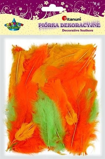 Kolorowe pióra dekoracyjne, 8g pomarań, CRAFT-FUN - pomarańczowe+zielone Titanum