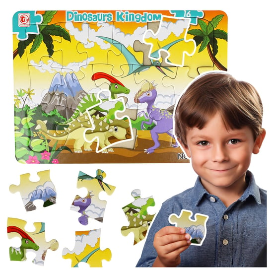 KOLOROWE PUZZLE DLA DZIECI 16 EL. KRÓLESTWO DINOZAURÓW Na Prezent 1033 Stator