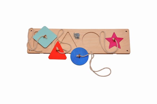 Kolorowe puzzle figury i sznureczki do tablicy manipulacyjnej Zabawki Sensoryczne