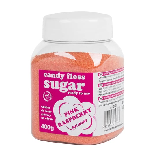 Kolorowy cukier do waty cukrowej różowy o smaku malinowym 400g Inna marka