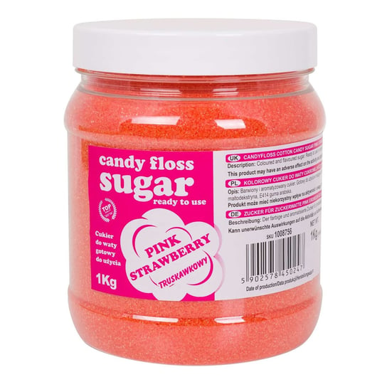 Kolorowy cukier do waty cukrowej różowy o smaku truskawkowym 1kg Inna marka
