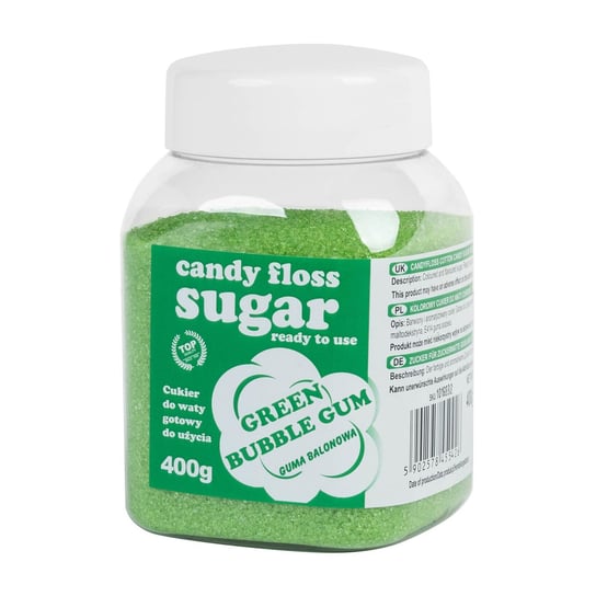 Kolorowy cukier do waty cukrowej zielony o smaku gumy balonowej 400g Inna marka