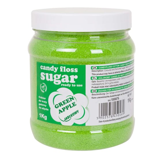 Kolorowy cukier do waty cukrowej zielony o smaku jabłkowym 1kg Inna marka