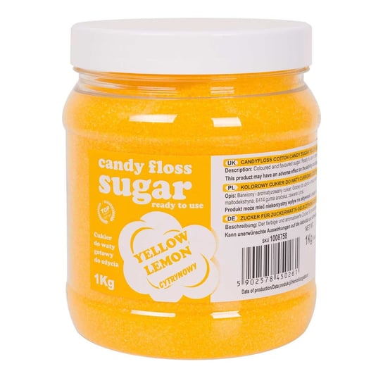 Kolorowy cukier do waty cukrowej żółty o smaku cytrynowym 1kg Inna marka