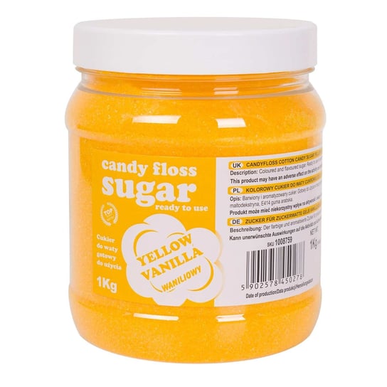 Kolorowy cukier do waty cukrowej żółty o smaku waniliowym 1kg Inna marka