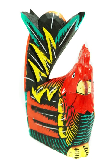 Kolorowy Kogut Drewniana Figurka Element Dekoracyjny Jakarta