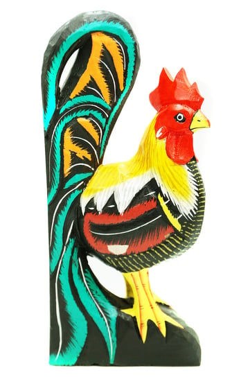 Kolorowy Kogut Drewniana Figurka Element Dekoracyjny Jakarta
