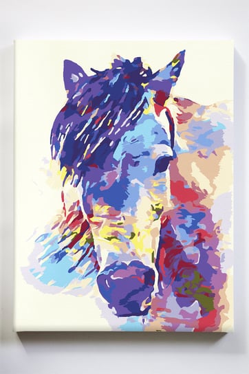 Kolorowy koń, zwierzęta, barwy, abstrakcja, malowanie po numerach, blejtram Akrylowo