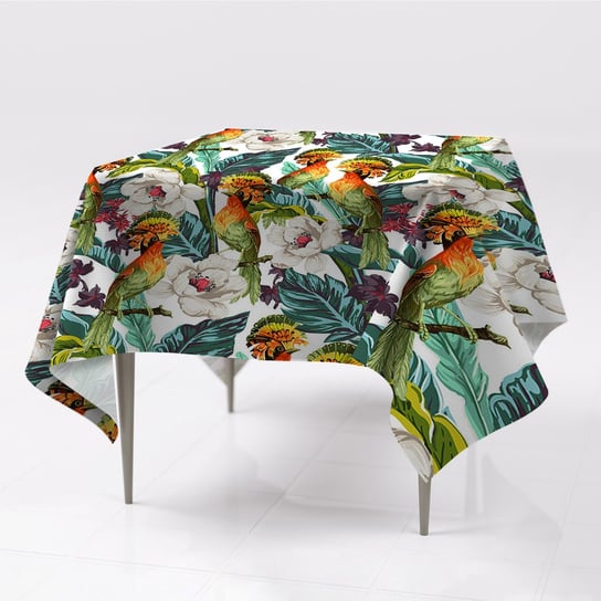 Kolorowy obrus gładki do wnętrz Egzotyczne ptaki, Fabricsy, 150x150 cm Fabricsy