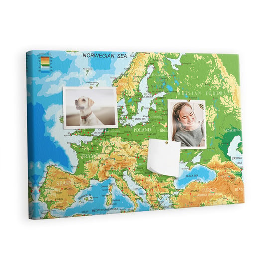 Kolorowy Organizer - Tablica Korkowa z Pinezkami - Geografia Mapa Świata 60x40 cm Inna marka