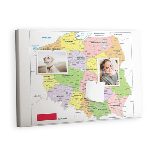 Kolorowy Organizer - Tablica Korkowa z Pinezkami - Mapa Polski 60x40 cm Inna marka