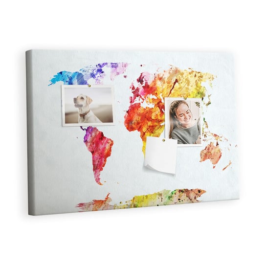 Kolorowy Organizer - Tablica Korkowa z Pinezkami - Mapa świata akwarelowa 60x40 cm Inna marka