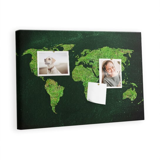 Kolorowy Organizer - Tablica Korkowa z Pinezkami - Trawiasta mapa świata 60x40 cm Inna marka