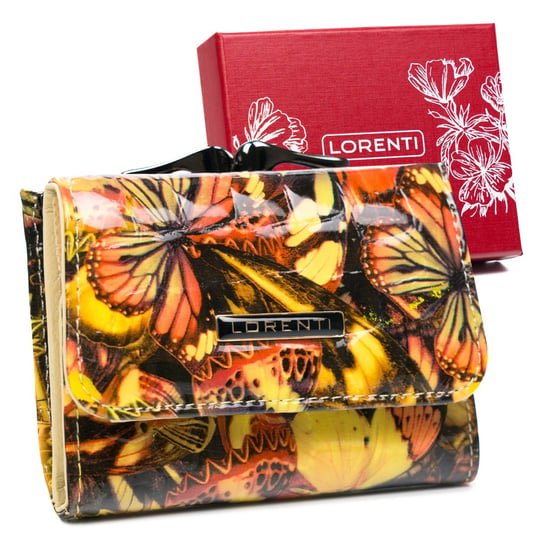 Kolorowy, skórzany portfel damski w motyle — Lorenti Lorenti