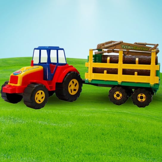 Kolorowy Traktor Z Przyczepą Na Drewno Polesie
