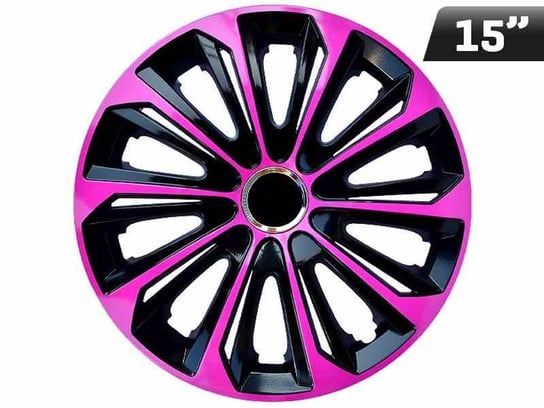 Kołpaki EXTRA STRONG pink - black 15", 4 szt. Carmotion