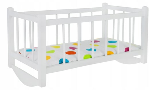 KOŁYSKA DREWNIANA łóżeczko BIAŁE dla lalek z materacem poduszką zabawka dla dzieci PEEWIT
