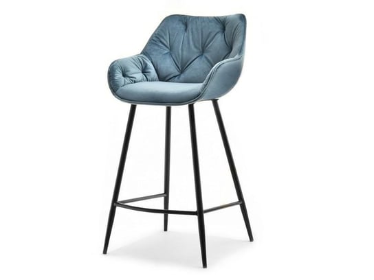 Komfortowe Krzesło Barowe O Kubełkowym Kształcie Lucena Niebieskie MEBEL-PARTNER