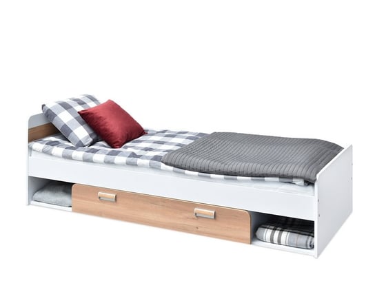 Komfortowe Łóżko z dużym pojemnikiem na pościel, Dąb-Biały, Codi, C13 MEBEL-PARTNER