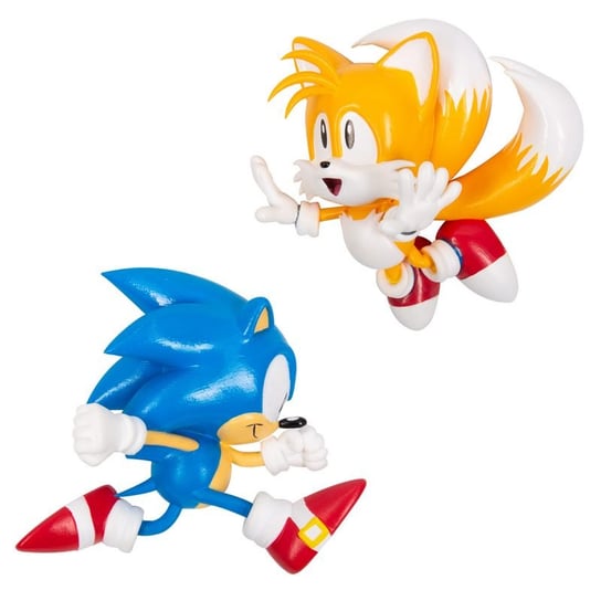 Komiks Sonic The Hedgehog. Kolekcjonerskie figurki z naklejkami winylowymi. 2 figurki 3D do montażu na ścianie z naklejkami żelowymi wielokrotnego użytku. Zawiera Sonica i Tailsa Inna marka